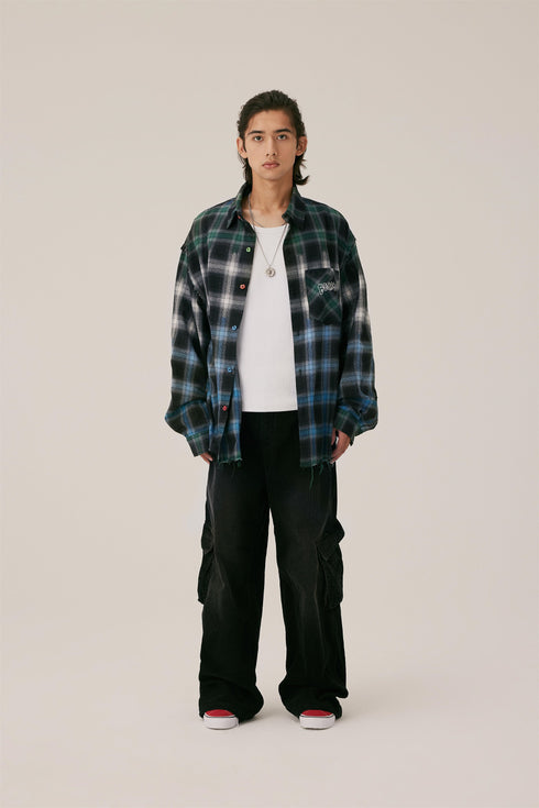 Ghost Face Long Sleeve Plaid Shirt